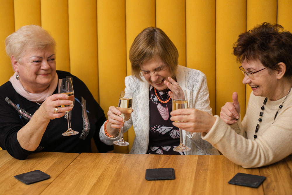 three friends drinking